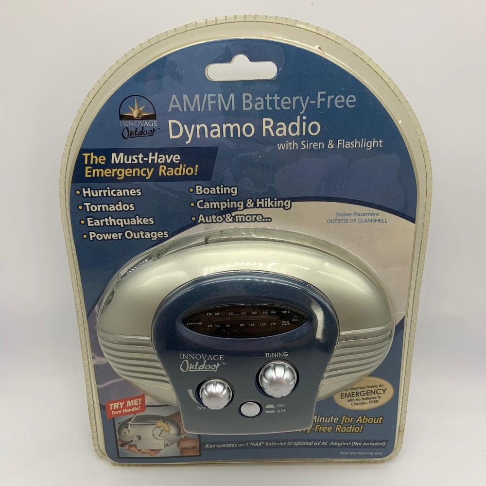 Innovage Outdoor AM/FM Battery-Free Dynamo Radio Siren and Flashlight Sealed